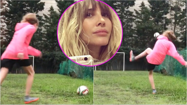 Guillermina Valdés filmó a su hija jugando al fútbol... ¡y la rompe! (Fotos: Instagram y Captura de video de Instagram Stories)