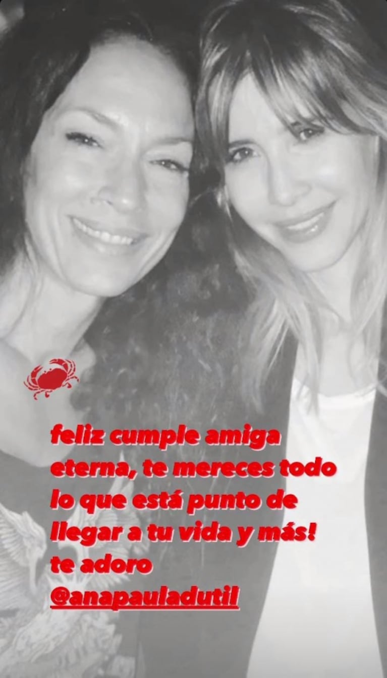 Guillermina Valdés le dedicó un tierno posteo a Ana Paula Dutil, su amiga y excuñada, que cumplió 50 años