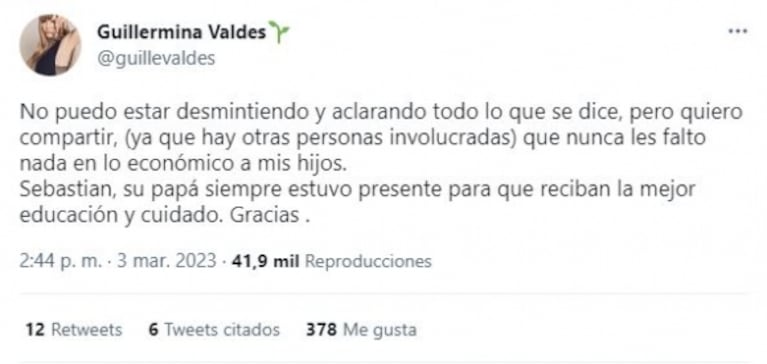 Guillermina Valdés salió a defender a Sebastián Ortega y a Marcelo Tinelli: "Nunca les faltó nada a mis hijos"