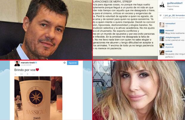 Guillermina Valdés y Marcelo Tienlli, misteriosos en las redes sociales. (Fotos: Twitter, Instagram y Web))