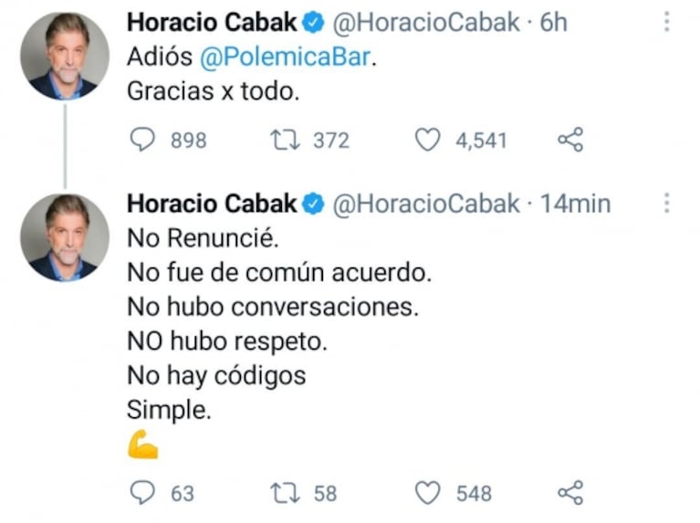 Horacio Cabak aclaró su salida de Polémica en el bar: "No renuncié, no fue de común acuerdo y no hubo respeto"