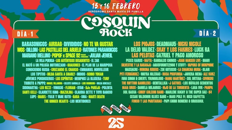 Horarios y escenarios Cosquín Rock 2025