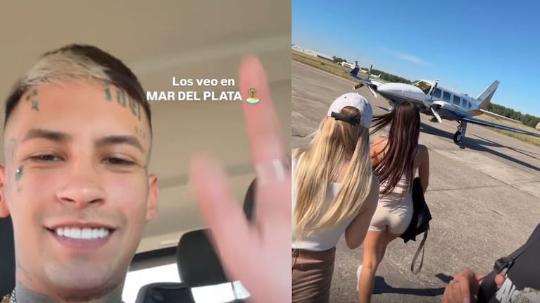 Video: L-Gante parte a Mar del Plata junto a dos chicas en un vuelo privado