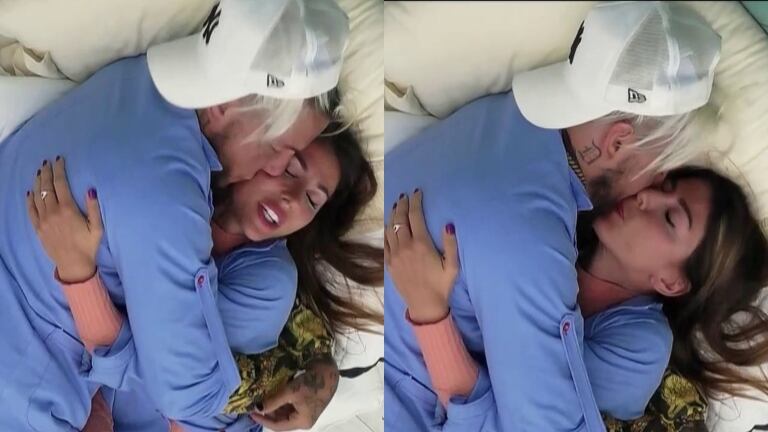 Majo Martino y Alex Caniggia a puro mimos y cucharita en la cama en El Hotel de los Famosos 