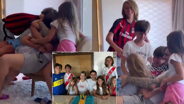 Icardi y un emotivo reencuentro con Francesca e Isabella y los hijos de Wanda Nara al llegar a la Argentina: "Mauro en casa"