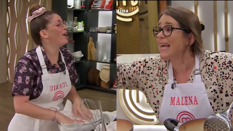 Divertido ida y vuelta de Malena Guinzburg con Juariu en MasterChef celebrity 3: "Ella me tiene mucho miedo"