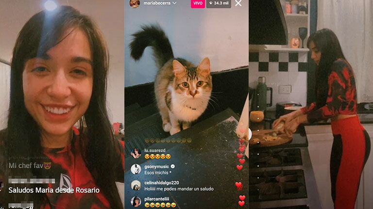 María Becerra hizo un vivo cocinando, mostró su casa y a sus diez gatos