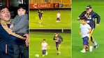 El video de Maradona jugando al fútbol con su hijo Dieguito