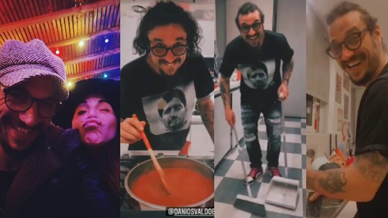 Gianinna Maradona y una divertida queja de Daniel Osvaldo tras filmarlo en un momento de intimidad: "Lavo los platos y cocino, ¿qué más querés?"