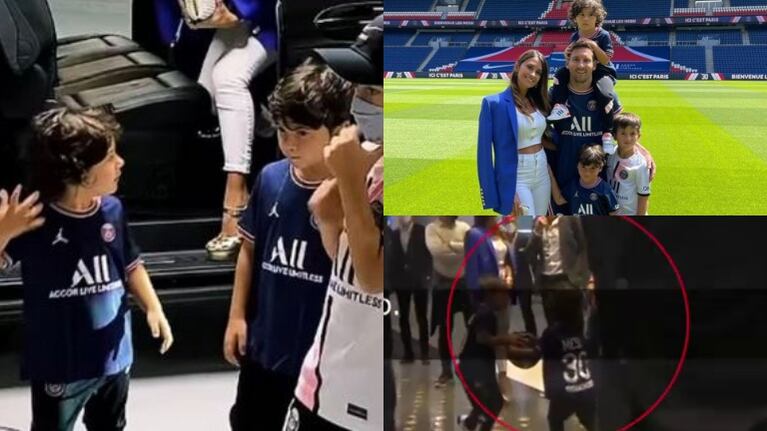 Mateo Messi y Ciro, su hermanito, se pelearon en plena presentación de Lionel Messi en el PSG