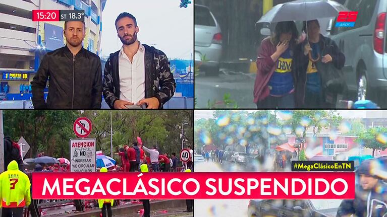 El partido de ida entre Boca y River fue suspendido por la lluvia