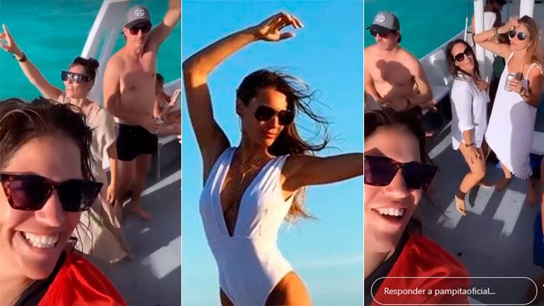 El video de Pampita navegando y bailando con Roberto García Moritán y sus amigos en Punta Cana