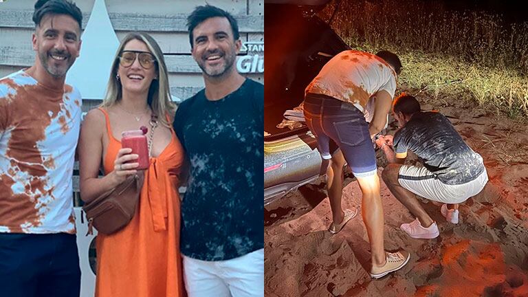 Mica Viciconte y Fabián Cubero salvaron a Fede Hoppe tras quedar atascado con el auto en la playa