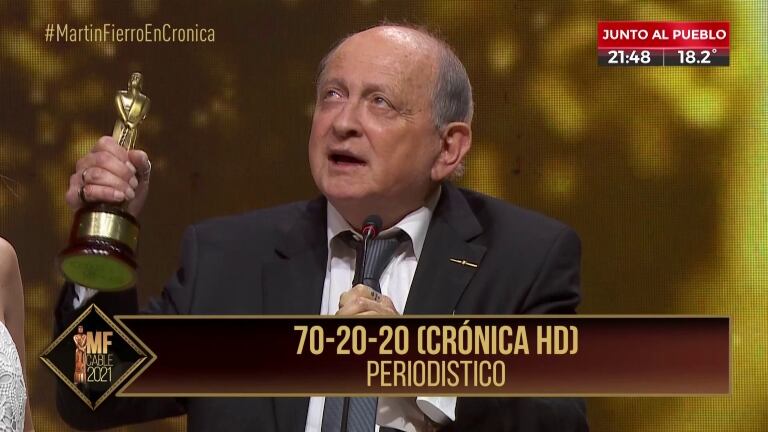 Chiche Gelblung se quebró al ganar en los Martín Fierro de Cable: "Mando un abrazo al cielo"