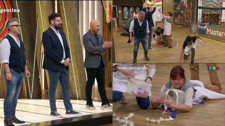 Los jurados de MasterChef rompieron varias piñatas y los participantes dejaron el cuerpo en el desafío 