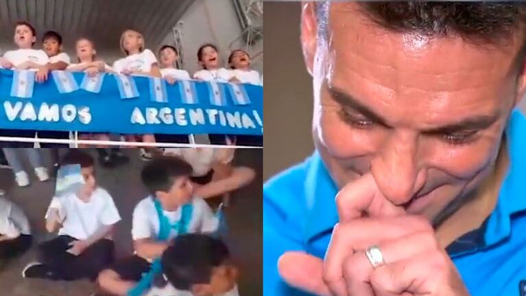 Lionel Scaloni se conmovió por el aliento de los alumnos de la escuela de Pujato donde estudió