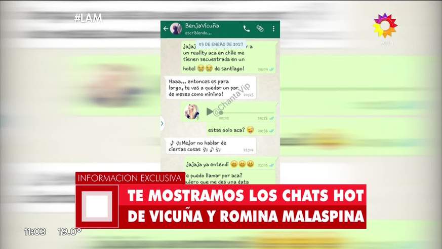 Los supuestos chats entre Benjamín Vicuña y Romina Malaspina