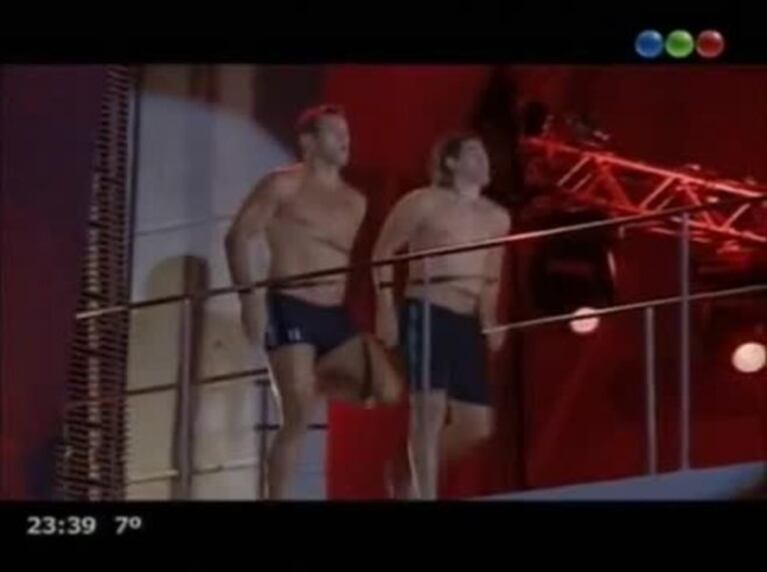 Sergio Goycochea y Ariel Ortega saltaron juntos en Celebrity Splash