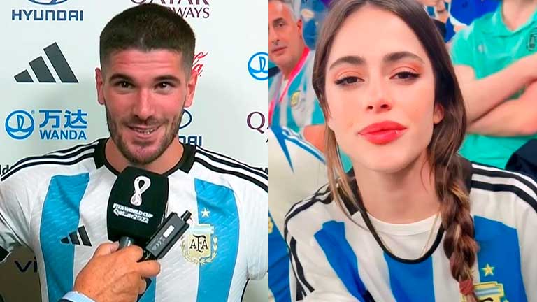 Rodrigo de Paul, muy atento con Tini Stoessel y sus hijos luego de la victoria ante Croacia