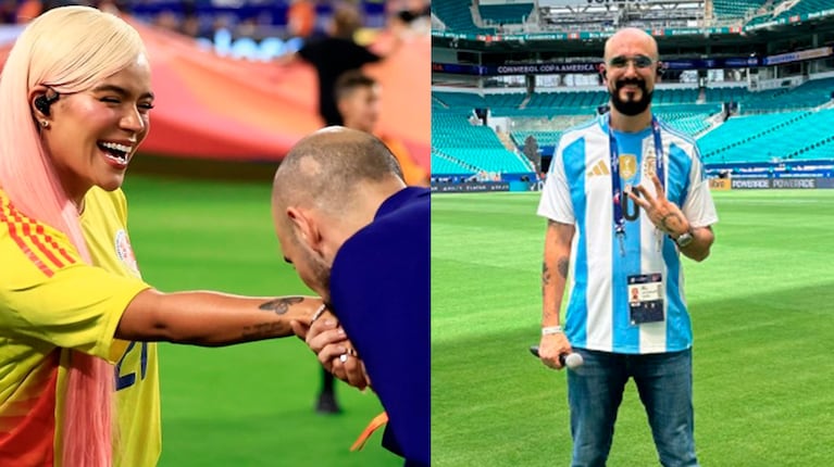 Las fotos de Abel Pintos y Karol G juntos tras la final de la Copa América: risas, besos y abrazos