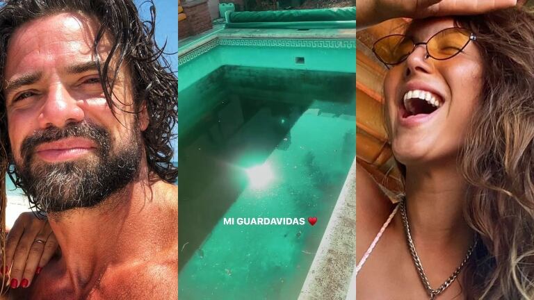 Flor Vigna filmó a Luciano Castro tomando sol al lado de una pileta con agua podrida: "Mi guardavidas”