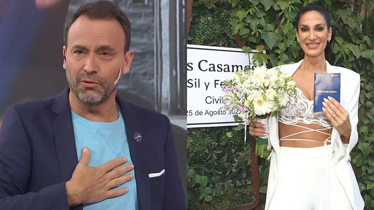 Adrián Pallares opinó sobre la boda de Silvina Escudero con Federico: "La única novia con la libreta sola"