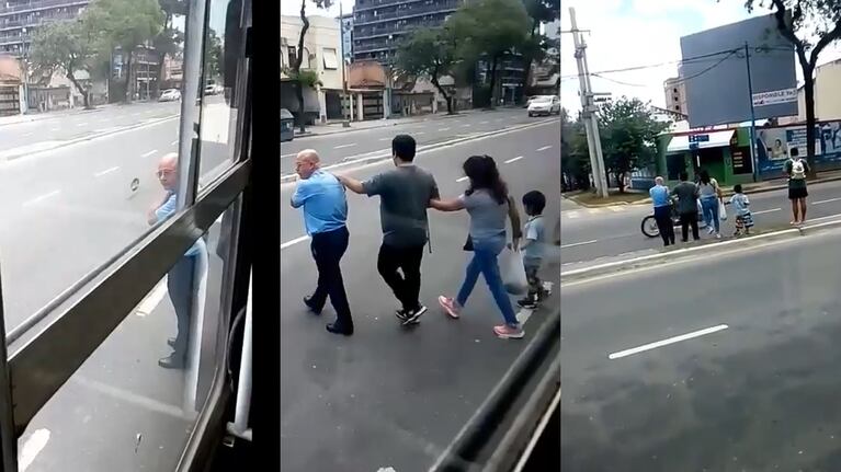 Un chofer tucumano bajo de su colectivo para ayudar a una pareja no vidente y su hijito