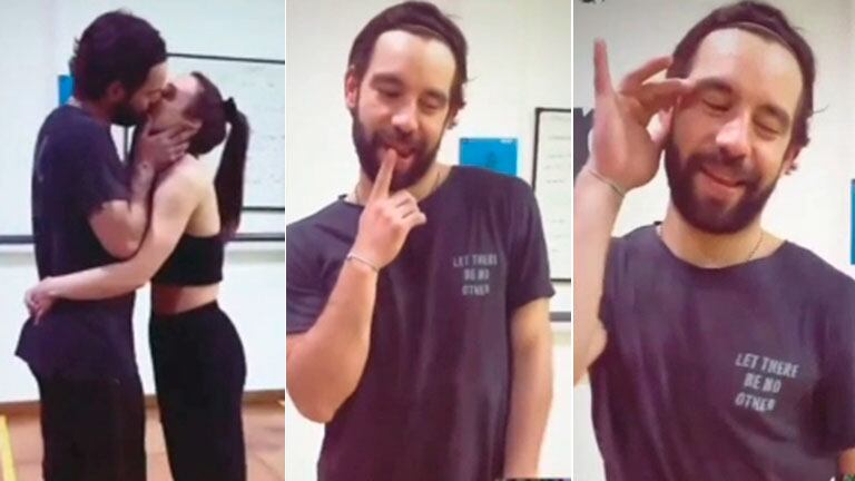 Agustín "Cachete" Sierra, beso apasionado con Fiorella Giménez y pícara imitación del actor de las poses sensuales de la bailarina