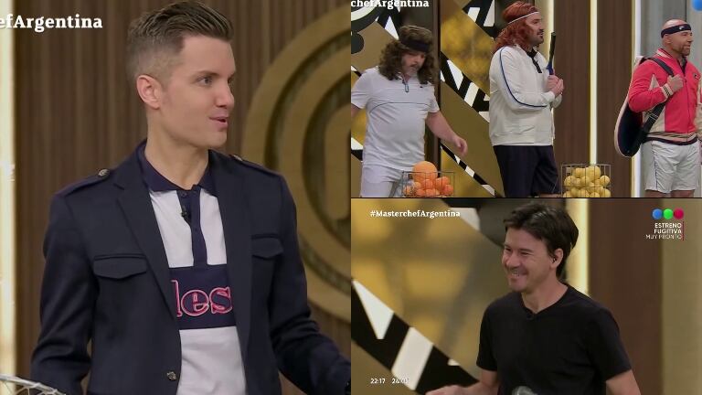 Germán Martitegui, Damián Betular y Donato de Santis se lookearon como tenistas y recibieron la visita de Guillermo Coria en MasterChef