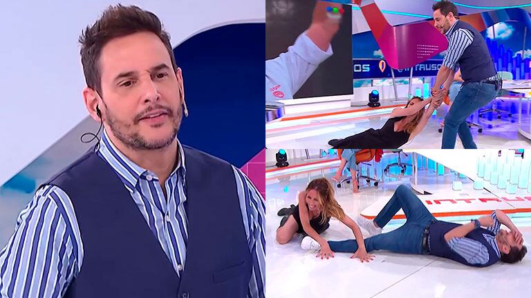 Rodrigo Lussich se cayó en pleno programa tras protagonizar un baile con Paula Varela