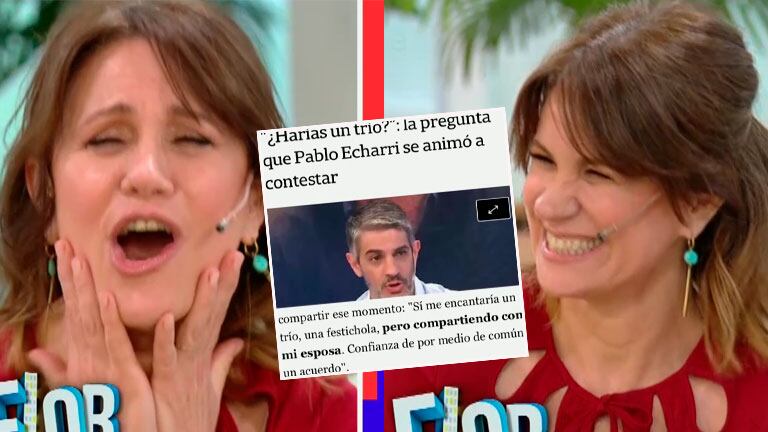 La divertida reacción de Nancy Dupláa al ver una nota de Pablo Echarri diciendo que le gustaría hacer un trío con ella