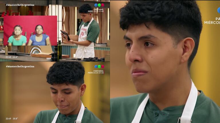 Antonio López rompió en llanto en MasterChef al recibir el saludo de su mamá y su abuela con un pedido especial: "Queremos que nos hagas algo rico pensando en nosotras" 