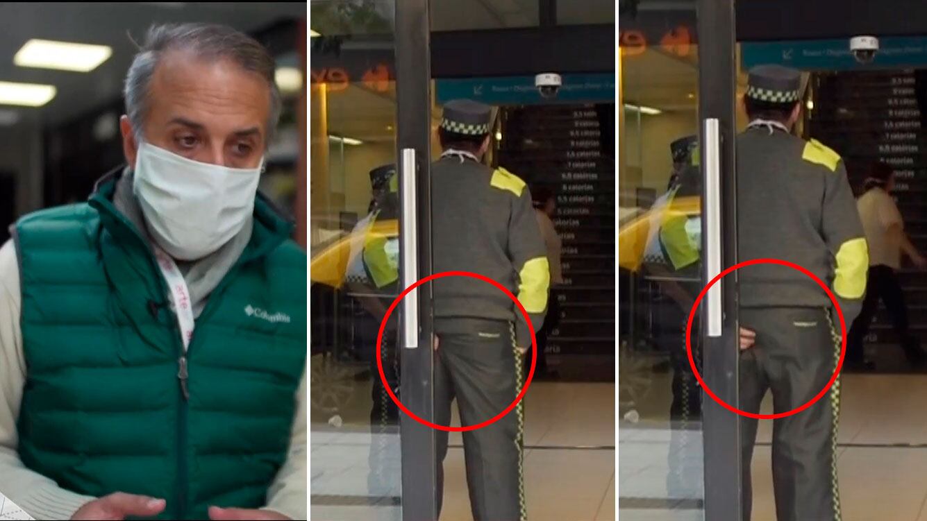 ¡Tremendo blooper! La "rascada" de un guardia de seguridad en pleno informe de Telenoche