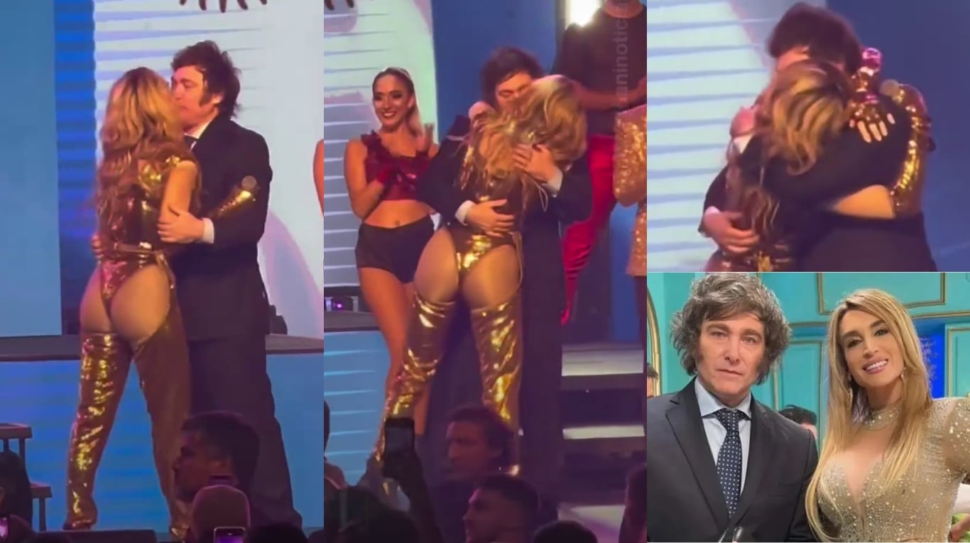 El apasionado beso de Fátima Florez y Javier Milei en el escenario tras finalizar su obra en Mar del Plata 