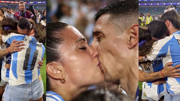 El emotivo beso de Ángel Di María y Jorgelina Cardoso tras su último partido con la Selección Argentina