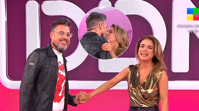 Marina Calabró y Rolando Barbano se dieron un tremendo beso en vivo: “Mi vida”