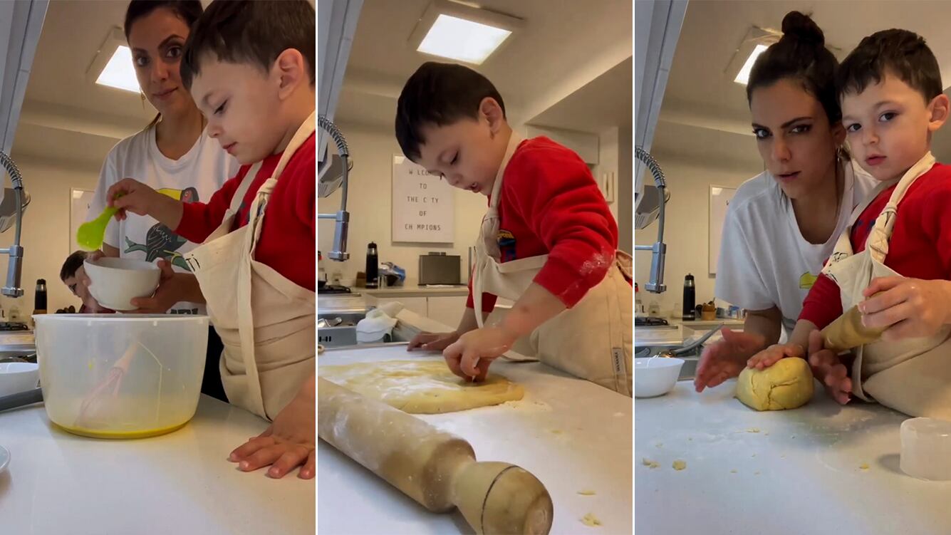 El dulce video de Belu Lucius haciendo galletitas caseras con su hijo Bautista: "¡Betular, mirá cómo amaso!"