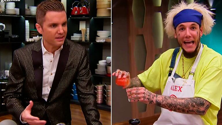 Alex Caniggia y un tenso momento con Santiago del Moro cuando le preguntó por su padre en MasterChef Celebrity 2