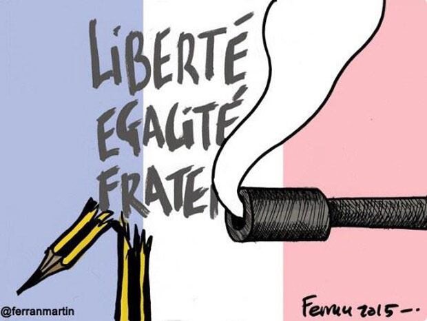 Humoristas gráficos de todo el mundo se solidarizaron tras el atentado terrorista contra el periódico francés Charlie Hebdo. 