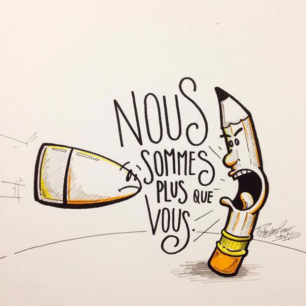 Humoristas gráficos de todo el mundo se solidarizaron tras el atentado terrorista contra el periódico francés Charlie Hebdo. 