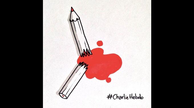 Humoristas gráficos de todo el mundo se solidarizaron tras el atentado terrorista contra el periódico francés Charlie Hebdo. 