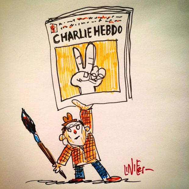 Humoristas gráficos de todo el mundo se solidarizaron tras el atentado terrorista contra el periódico francés Charlie Hebdo. 