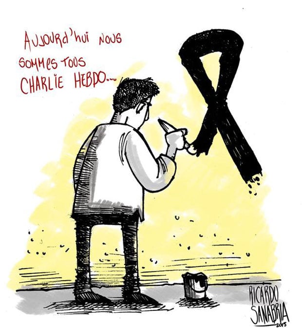 Humoristas gráficos de todo el mundo se solidarizaron tras el atentado terrorista contra el periódico francés Charlie Hebdo. 