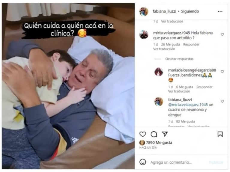 Internaron al hijo de Luis Ventura y Fabiana Liuzzi: la tierna foto en medio de su recuperación