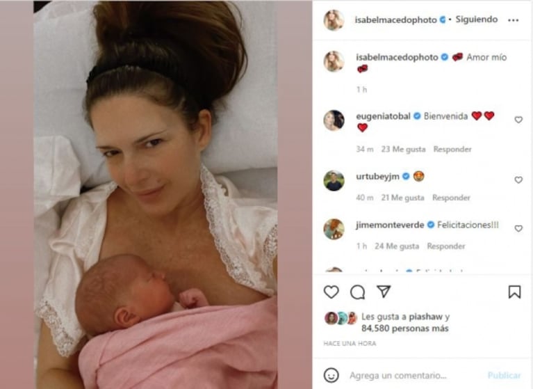 Isabel Macedo fue mamá por segunda vez y mostró la carita de Julia: "Amor mío"