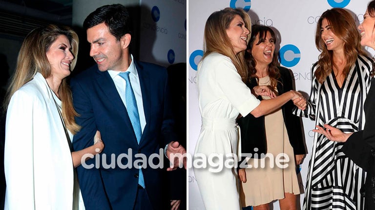 Isabel Macedo, Juan Manuel Urtubey, Beby Lacroze, Juliana Awada y Carolina Stanley en la cena de gala de la fundación Conciencia. (Foto: Movilpress)