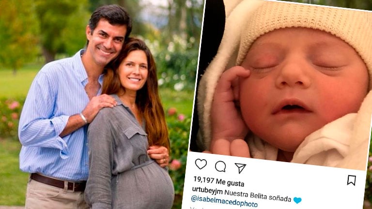 Isabel Macedo y Juan Manuel Urtubey mostraron la carita de su hija recién nacida