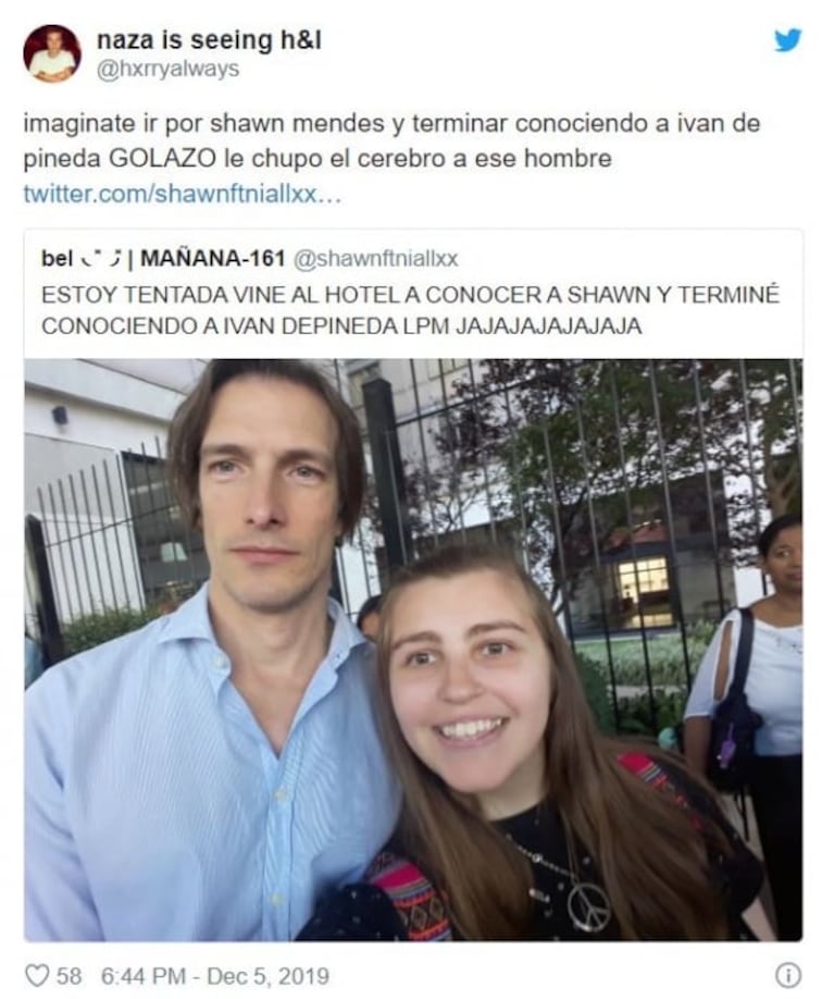 Iván de Pineda, TT gracias a los fans de Shawn Mendes que lo encontraron en un hotel mientras esperaban a su ídolo