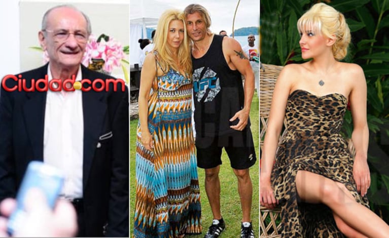 Izquierda: Hugo Caniggia, padre de Claudio. Centro: Nannis y Caniggia. Der: Charlotte Caniggia. (Fotos: Web y Caras)