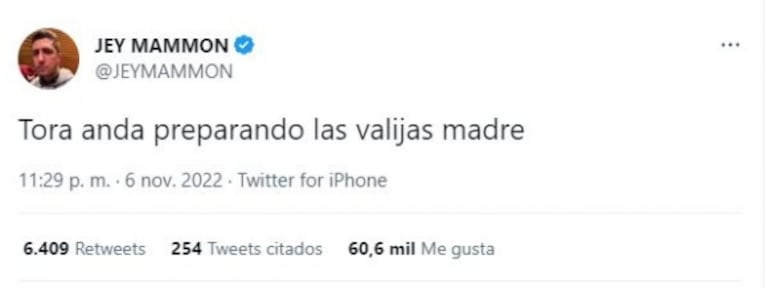 Jey Mammon confrontó a La Tora de Gran Hermano al aire por un picantísimo tweet: "Yo me hago cargo"